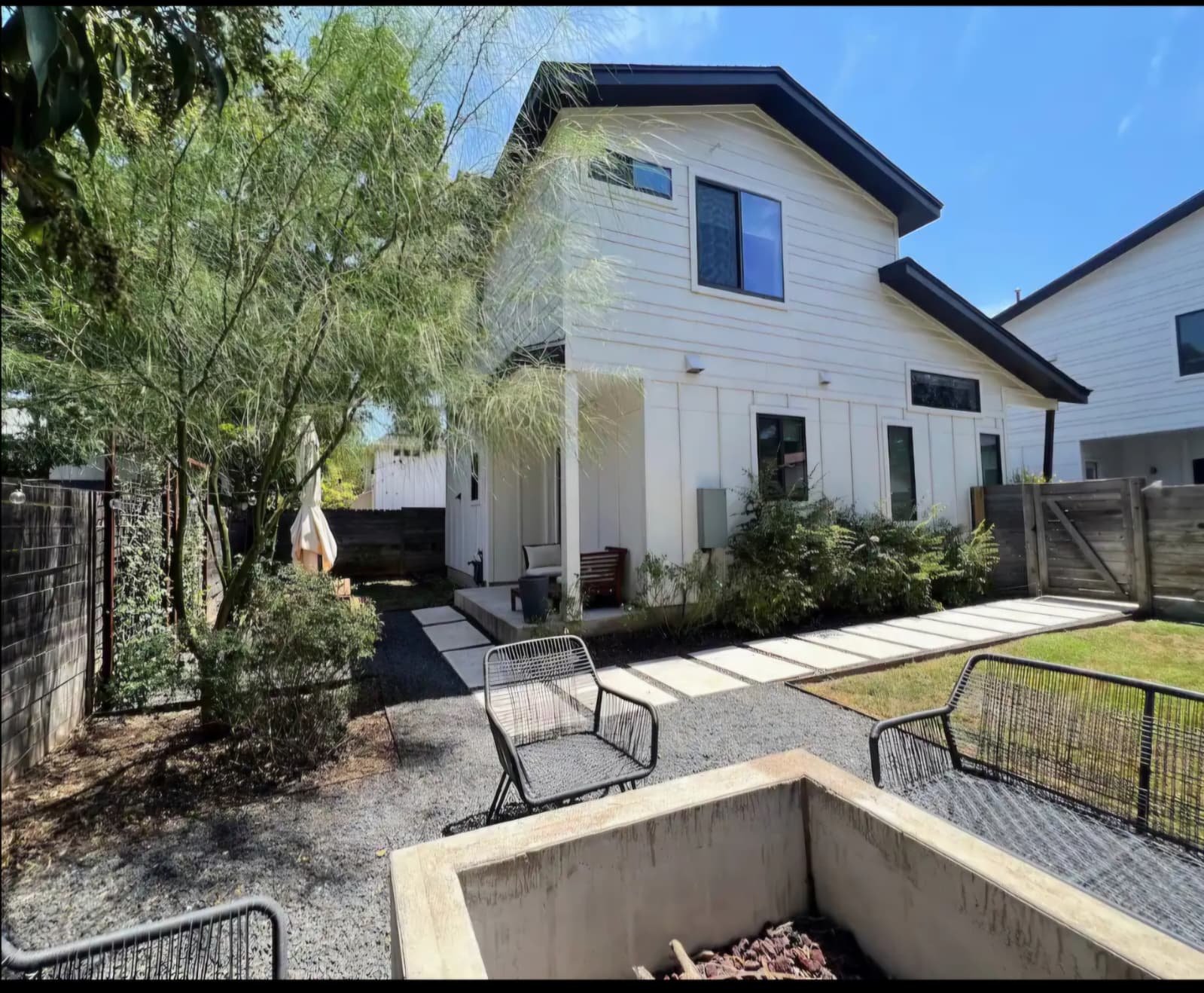 Backyard oasis at 2706 Zaragosa Street Unit 2, modern duplex in East Austin Texas